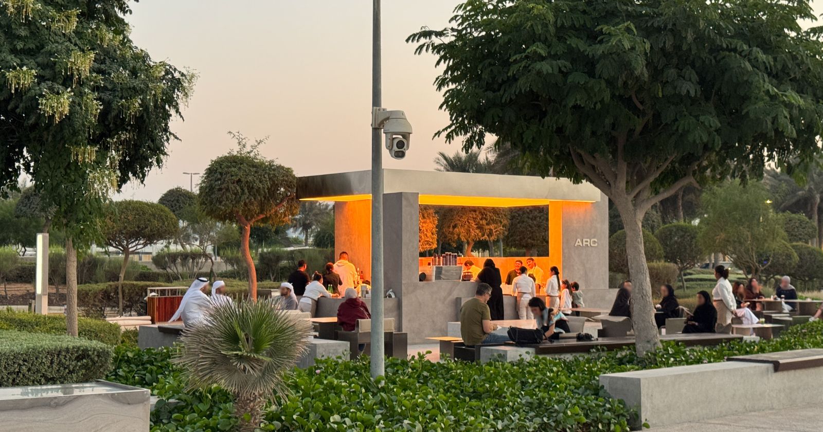 ARC: An open-air pavilion serving pizza and specialty coffee at the Louvre in Abu Dhabi